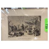 2PC ENGRAVING PRINTS ENGLISH SETTLERS IN AMER