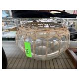 LARGE REEDED GLASS BOWL