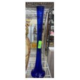 LARGE COBALT ART GLASS VASE