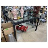 LARGE METAL & GLASS TOP TABLE