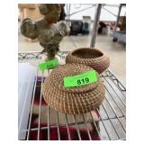 2PC HAND MADE BASKETS & 1 W LID