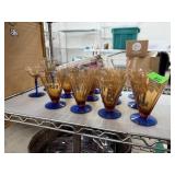 LOT OF VINTAGE GLASSES 1930S AMBER LAPIS APERITIF