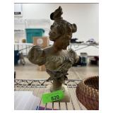 ANTIQUE SPELTER VICTORIAN GIRL W MARBLE BASE