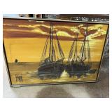 MID CENTURY ORIGINAL PAINTING SHIPS P MARTIN