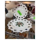 2PC MILK GLASS PLATES BY KIMBLE