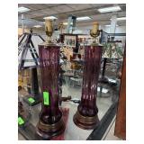 2PC NICOLETTIS AMETHYST GLASS TABLE LAMPS
