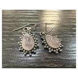 STERLING SILVER ROSE QUARTZ EARRINGS STERLING SILVER ROSE QUARTZ EARRINGS