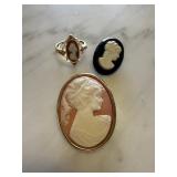 3PC CAMEO JEWELRY LOT 3PC CAMEO JEWELRY LOT
