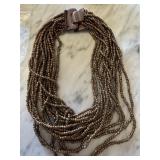 MULTI STRAND BEADED NECKLACE W WOOD CLASP MULTI STRAND BEADED NECKLACE W WOOD CLASP