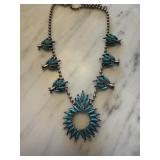 ZUNI NEEDLEPOINT STYLE SQUASH BLOSSOM NECKLACE ZUNI NEEDLEPOINT STYLE SQUASH BLOSSOM NECKLACE