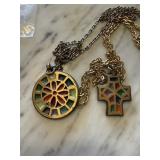 WPC ENAMELED GILT PENDANTS NECKLACES WPC ENAMELED GILT PENDANTS NECKLACES