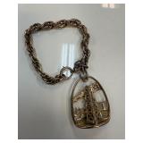 STERLING SILVER CHARM BRACELET & LARGE OIL CHARM STERLING SILVER CHARM BRACELET & LARGE OIL CHARM