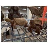 2PC HANDMADE WOOD TURTLES / TORTOISES