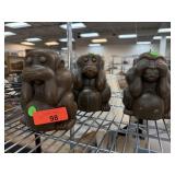 3PC VINTAGE LG HEAR SEE SPEAK NO EVIL CANDLES