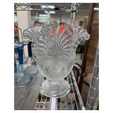 LARGE GLASS VASE W FROSTED ACCENTS NOTE