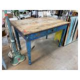 VINTAGE RUSTIC FARM HOUSE TABLE W DRAWER