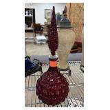 LARGE GENIE BOTTLE GLASS DECANTER W STOPPER