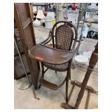 VINTAGE BENT WOOD CANE BABY HIGH CHAIR