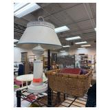 TOLE METAL LAMP & BASKET W MISC