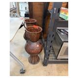 2PC HAMMERED METAL VASES