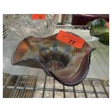 FENTON ART GLASS PEACOCK TAIL BOWL