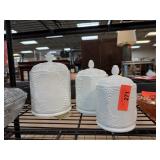 MILK GLASS GRAPE & GABLE CANISTER SET
