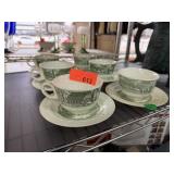 6PC CUP AND SAUCERS ANTIQUE TRANSFERWARE SET