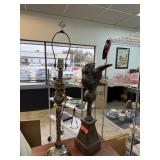LARGE LAMP AND HEAVY BIRD THEME STATUARY
