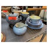 VINTAGE GERMAN LUSTER WARE TEAPOT CUPS SAUCERS