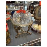 BRASS NEOCLASSICAL STAND W ROSE BOWL