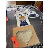 LOT OF MIXED GLAZED TILES & COOKIE MOLD