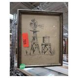 VINTAGE WINDMILL PRINT SIGNED RICHARDSON