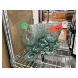 LOT OF GREEN WINE GLASSES