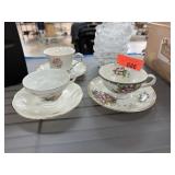 LOT OF VINTAGE CHINA CUPS SAUCERS / GLASS BOWLS