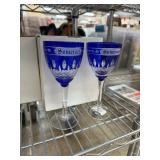 QTY 8 SOMERSET FROSTED BLUE WINE GLASSES