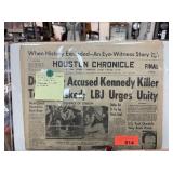 HOUSTON CHRONICLE VTG NEWSPAPER JFK KILLED