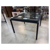 LARGE GLASS TOP TABLE W METAL BASE