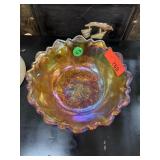 CARNIVAL GLASS BOWL & NORMAN ROCKWELL PLATE
