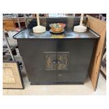 VINTAGE CHINOISERIE LACQUER RECORD RADIO CABINET