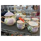 VINTAGE CERAMIC TEAPOT PITCHER / CUPS
