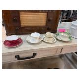 QTY 4 CHINA CUPS AND SAUCERS QTY 4 CHINA CUPS AND SAUCERS