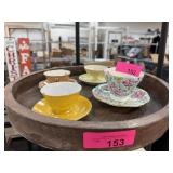 QTY 4 CHINA CUPS & SAUCERS QTY 4 CHINA CUPS & SAUCERS