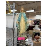 LARGE VIRGIN MARY CHALKWARE SCULPTURE LARGE VIRGIN MARY CHALKWARE SCULPTURE