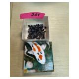 CAPIZ SHELL KOI FISH BOX W SHARK TEETH CAPIZ SHELL KOI FISH BOX W SHARK TEETH