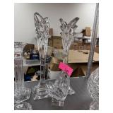 LARGE PAIR OF CRYSTAL CANDLESTICKS LARGE PAIR OF CRYSTAL CANDLESTICKS