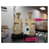 2PC CHINESE EMPEROR & EMPERESS SCULPTURES