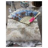 VINTAGE PARISIAN FOLDING FAN / TABLE CLOTH