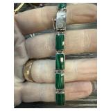 STERLING SILVER MALACHITE BRACELET