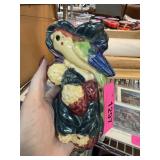 VINTAGE MAJOLICA PARAKEET WALL POCKET