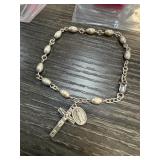 STERLING SILVER ROSARY BRACELET